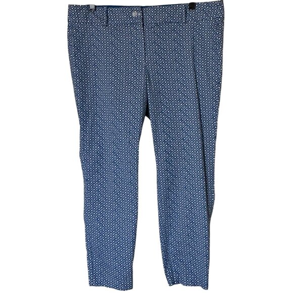 Women's Ann Taylor Carnegie Crop Pants Geometric Pattern Waist Size 36"/XL - Picture 1 of 14